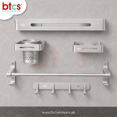 Aluminum 5pcs Bathroom set Silver