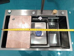 AQT Nano Stainless Steel Single Bowl Waterfall Kitchen Sink 10-10-11