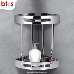 2-Layer Stainless Steel Bathroom Corner shelf (Silver)