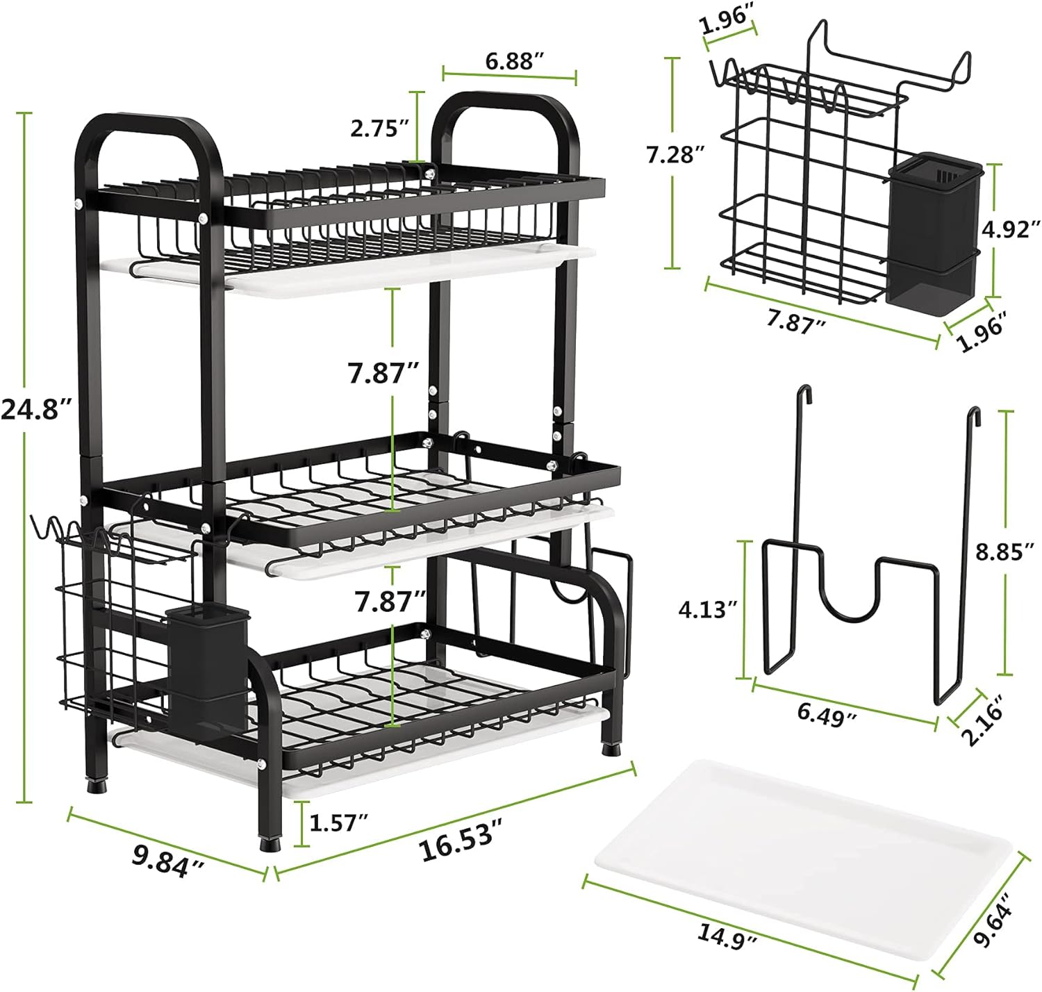 Black aluminum Dish Rack
