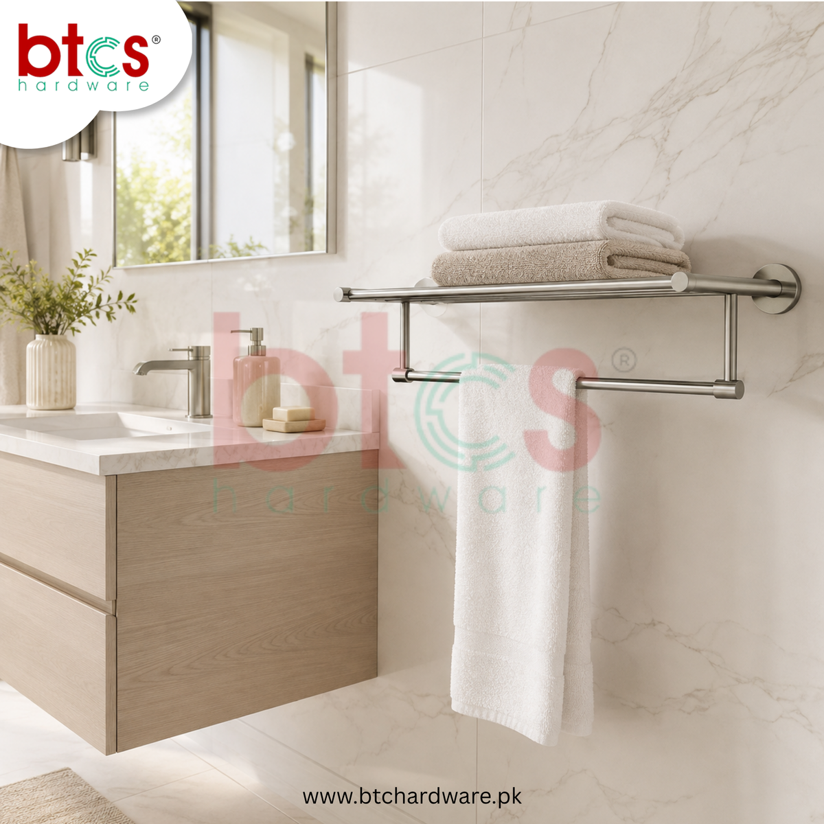 BTCS Premium Multi-Purpose Stainless-Steel Towel Rack