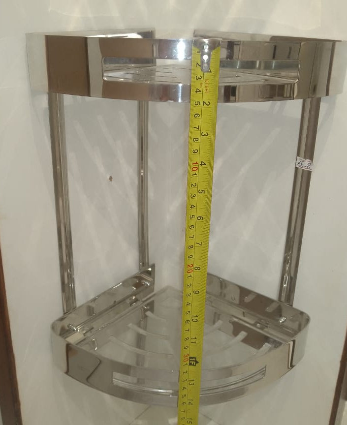 2-Layer Stainless Steel Bathroom Corner shelf (Silver)